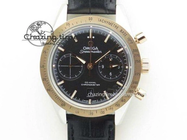 0308 MoistureWicking De Ville Chronograph SS OMF 1:1 Best Edition Blue Dial On Blue Leather Strap A 8110